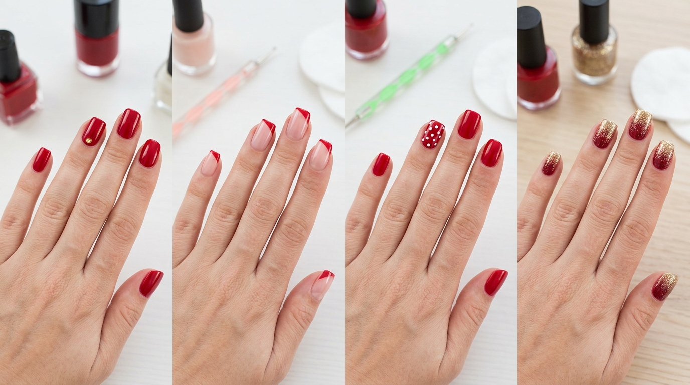 Easy Red Nail Designs for Beginners at Home
